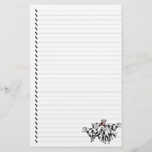 Cute Cartoon Cow herd Lined Pet Stationery