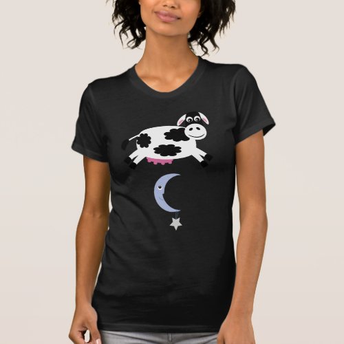 Cute cartoon cow jumping over a moon  star T_Shirt