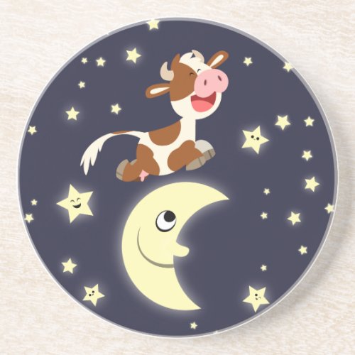 Cute Cartoon Cow Jumping Over The Moon Coaster
