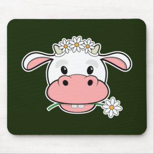 Cute Cartoon Cow   Kawaii Farm Animal Mouse Pad