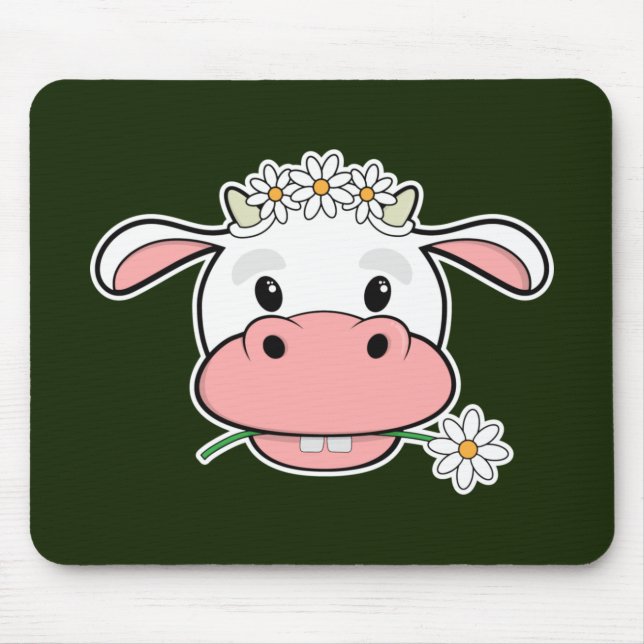 Cute Cartoon Cow | Kawaii Farm Animal Mouse Pad (Front)