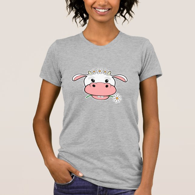Cute Cartoon Cow | Kawaii Farm Animal T-Shirt (Front)