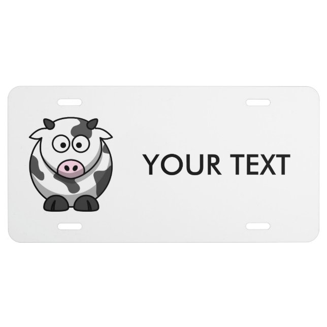 Cute Cartoon Cow License Plate (Front)