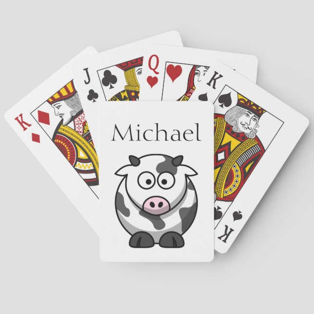 Cute Cartoon Cow Personalized Poker Cards (Back)