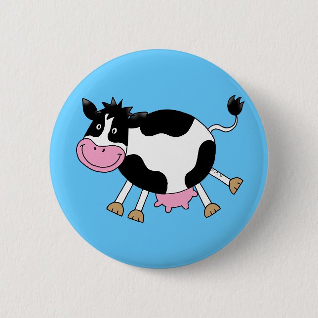 Cute cartoon cow pinback button (Front)