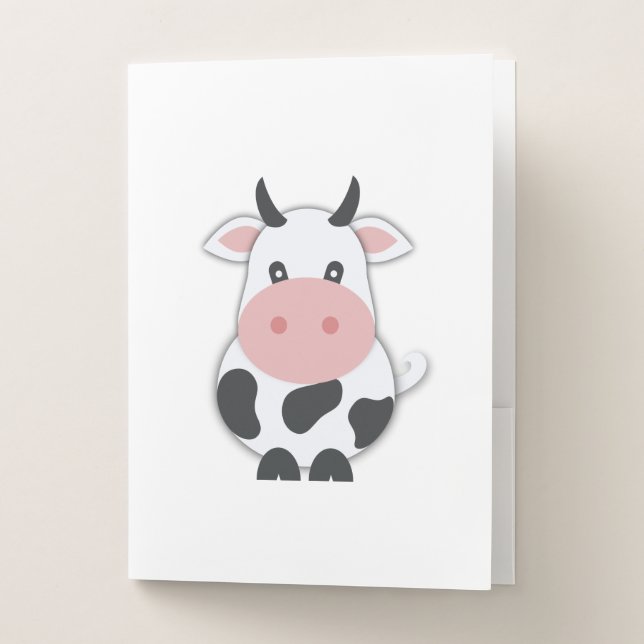 Cute Cartoon Cow Pocket Folder (Front)
