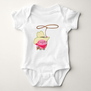 Cute Cartoon Cowboy Pig With Lariat Baby Bodysuit