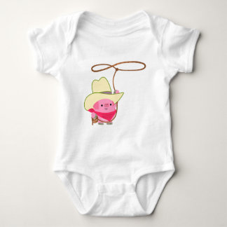 Cute Cartoon Cowboy Pig With Lariat Baby Bodysuit