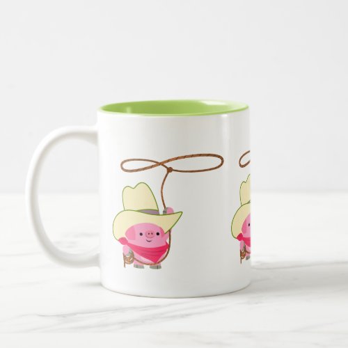 Cute Cartoon Cowboy Pig With Lariat Mug