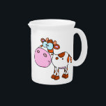 Cute Cartoon Cows Pitcher<br><div class="desc">A whimsical,  cuter than cute little cartoon cow with brown spots.</div>