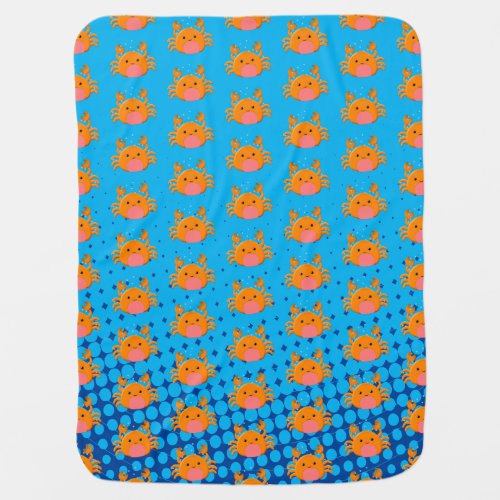 Cute Cartoon Crab Blue Ocean Baby Blanket