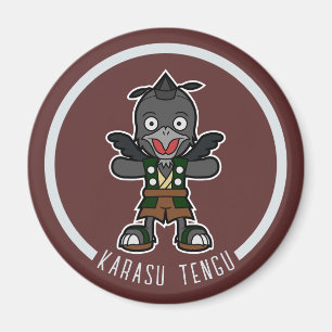 Cute Cartoon Crow Tengu Japanese Yokai Magnet