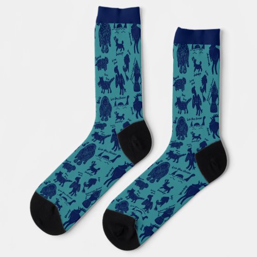 Cute Cartoon Cryptids Cryptozoology Guide Socks