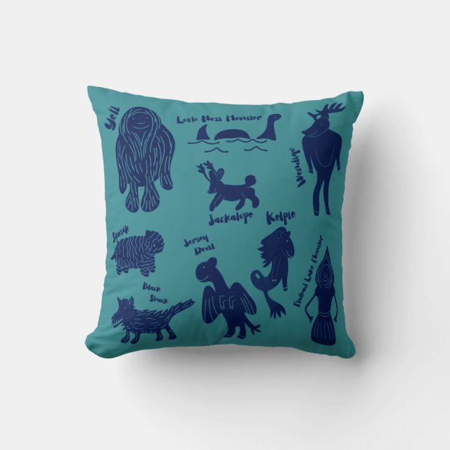 Cute Cartoon Cryptids Cryptozoology Guide Throw Pi Pillow (Front)