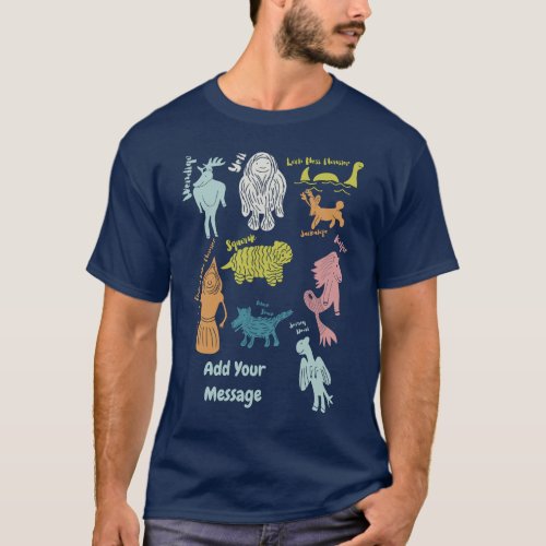 Cute Cartoon Cryptids Guide Custom Graphic T_Shirt