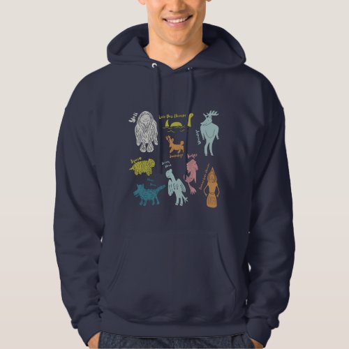 Cute Cartoon Cryptids Guide Graphic Hoodie