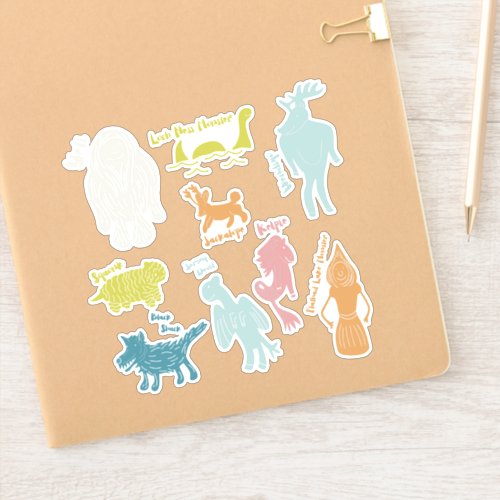 Cute Cartoon Cryptids Stickers Set