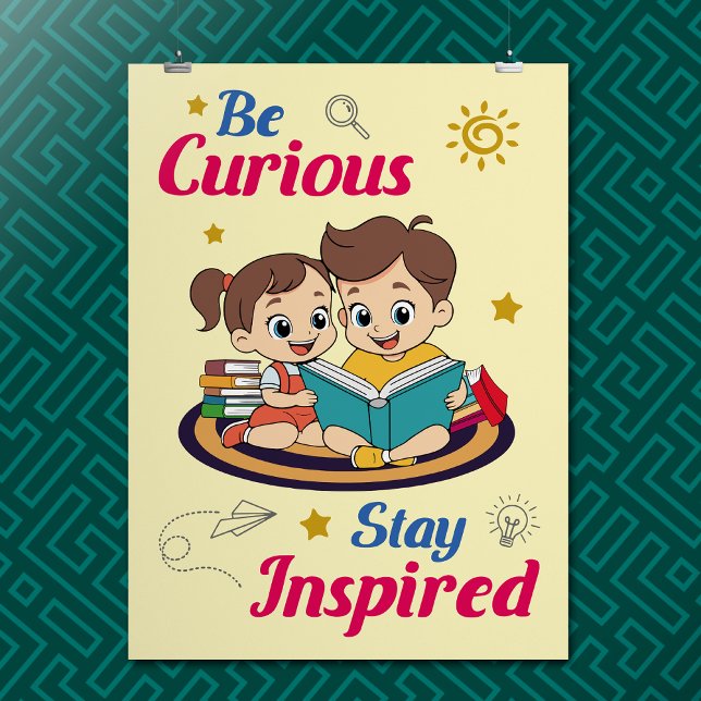 Cute Cartoon Curiosity Inspirational Quote Nursery Poster (Creator Uploaded)