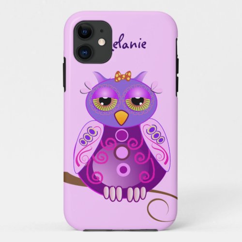 Cute Cartoon Custom iPhone Case with Owl  Name