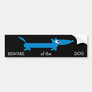 Cute cartoon Dachshund BEWARE of the DOG Bumper Sticker