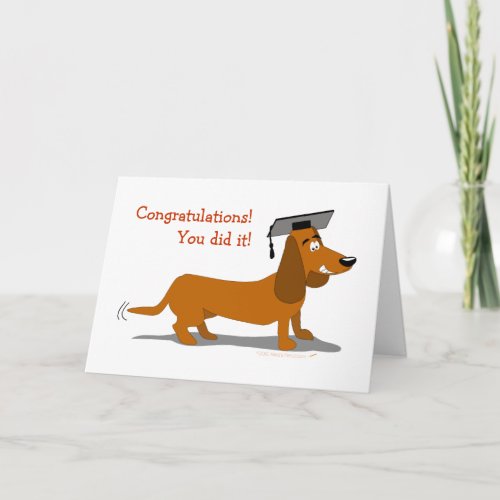 Cute Cartoon Dachshund Dog Graduation Card