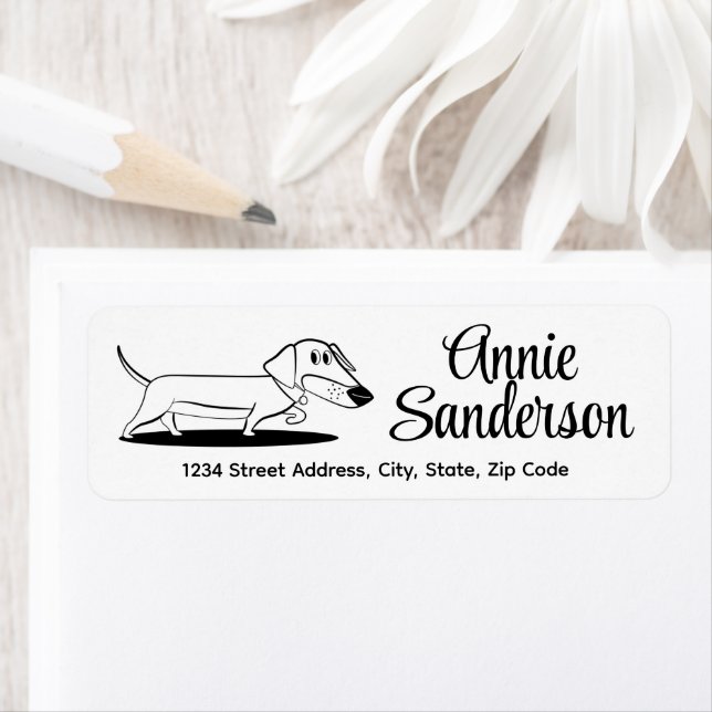 Cute Cartoon Dachshund  Label (Insitu)