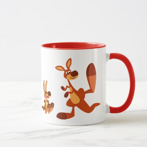 Cute Cartoon Dad Kangaroo and Joey Mug