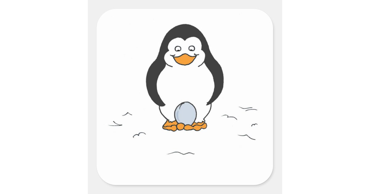 Cute Dad Penguin with Egg on Humorous Square Sticker | Zazzle
