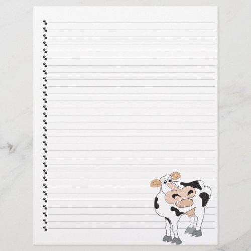 Cute Cartoon Dairy Cow Lined Pet Letterhead