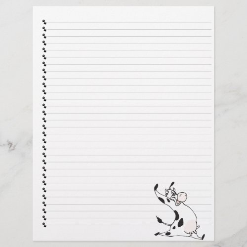 Cute Cartoon Dairy Cow Lined Pet Letterhead