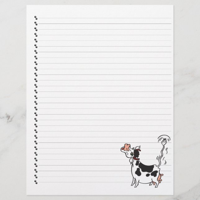 Cute Cartoon Dairy Cow Lined Pet Letterhead (Front)