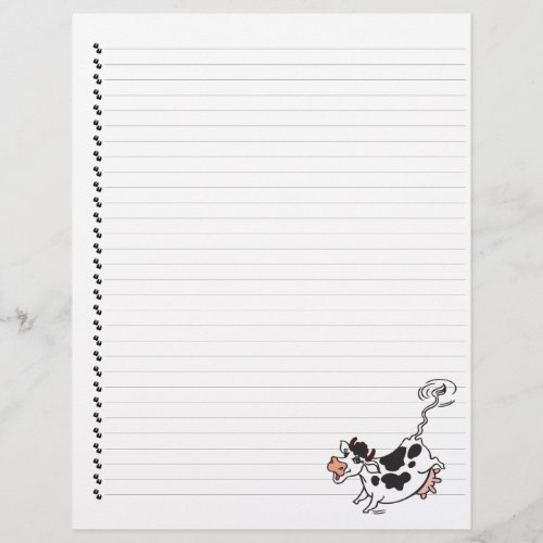 Cute Cartoon Dairy Cow Lined Pet Letterhead