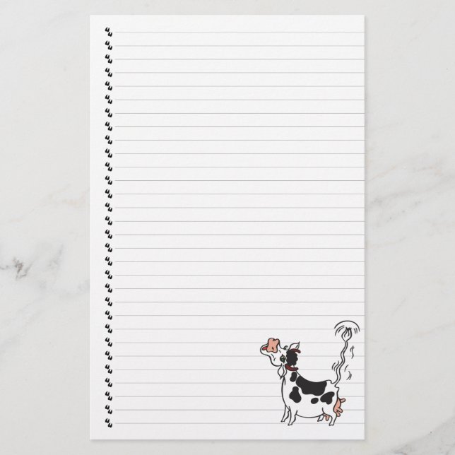 Cute Cartoon Dairy Cow Lined Pet Stationery (Front)