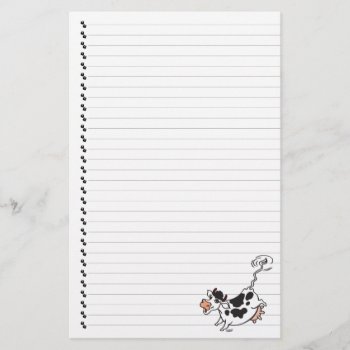 Cute Cartoon Dairy Cow Lined Pet Stationery by PetsandVets at Zazzle