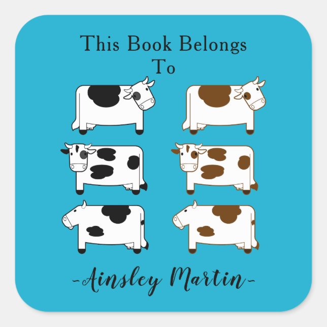 Cute Cartoon Dairy Cows Bookplate (Front)