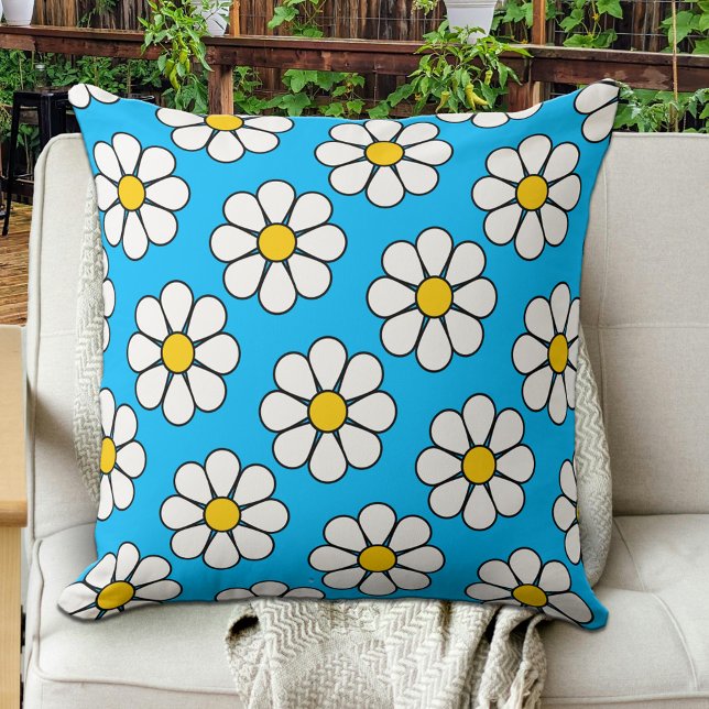 Cute Cartoon Daisy Throw Pillow (Creator Uploaded)
