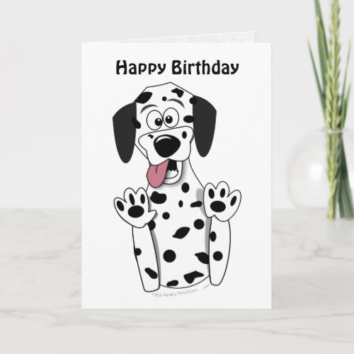 Cute Cartoon Dalmatian Dog Birthday Card Template