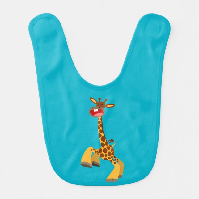 Cute Cartoon Dancing Giraffe Baby Bib (Front)