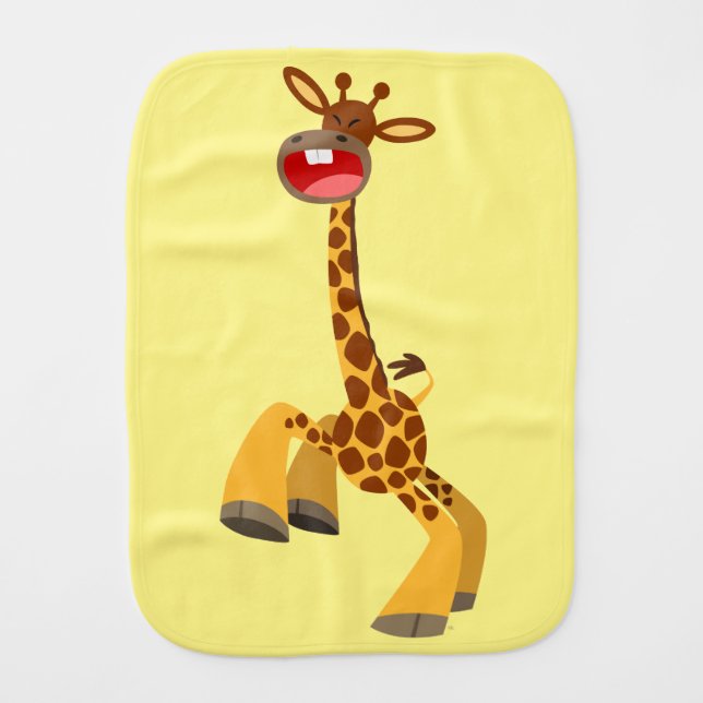 Cute Cartoon Dancing Giraffe Burp Cloth (Front)