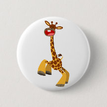 Cute Cartoon Dancing Giraffe Button Badge