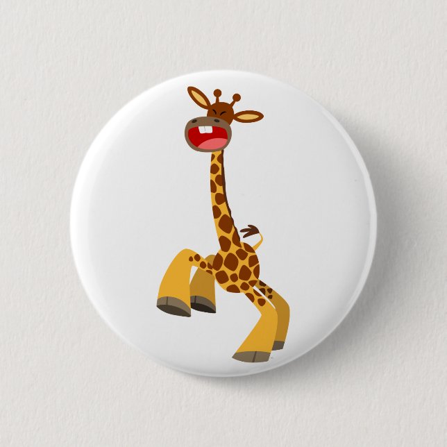 Cute Cartoon Dancing Giraffe Button Badge (Front)
