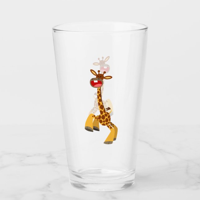 Cute Cartoon Dancing Giraffe Glass (Front)