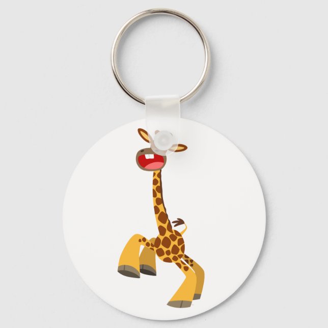 Cute Cartoon Dancing Giraffe Keychain (Front)