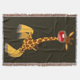 Cute Cartoon Dancing Giraffe Throw Blanket
