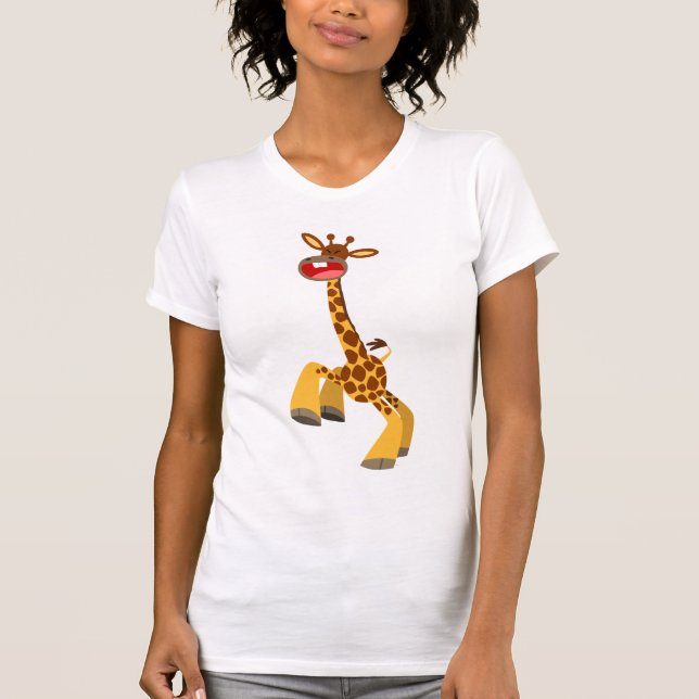 Cute Cartoon Dancing Giraffe Women T-Shirt (Front)