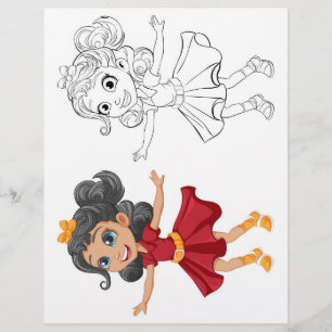 Cute Cartoon dancing girl coloring page
