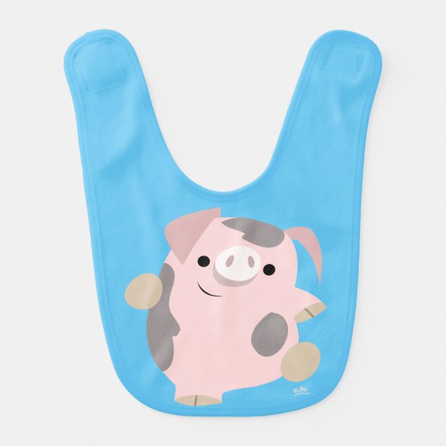 Cute Cartoon Dancing Pig Baby Bib (Front)