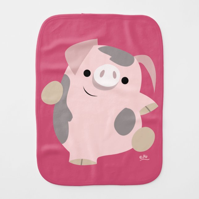Cute Cartoon Dancing Pig Burp Cloth (Front)