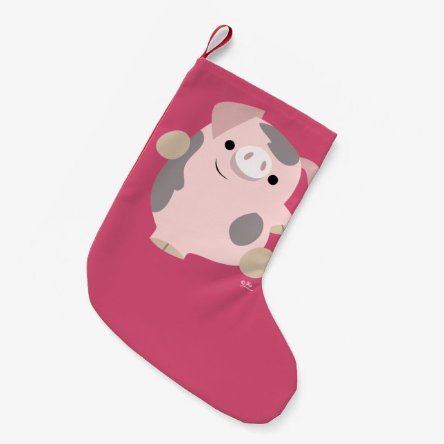 Cute Cartoon Dancing Pig Christmas Stocking (Front (Hanging))