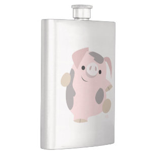 Cute Cartoon Dancing Pig Classic Flask